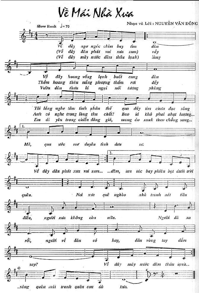 Sheet nhạc Về Mái Nhà Xưa